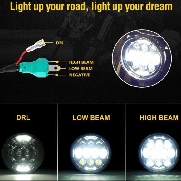 5 3/4" 80W LED Headlight HI/Low DRL Harley Sportster Iron 883 1200 Dyna - Picture 4 of 6